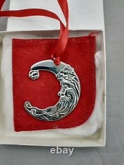 1995 Lunt Santa Moon Sterling Silver Christmas Ornament, MINT, Unused withbox, bag