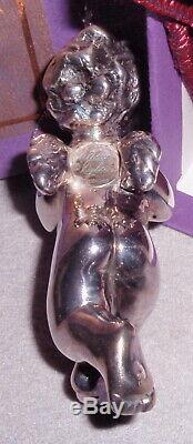 1995 Rebecca Dykstra Cherub Garnet Globe Sterling Christmas Ornament Decoration