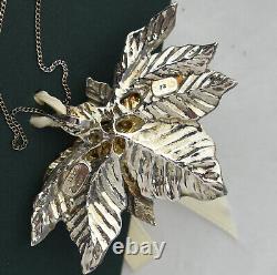 1997 Susan H Gorman Sterling Silver Gold Poinsettia Christmas Ornament NOS