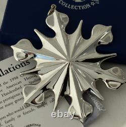 1998 American Heritage Snowflake Ornament Tiffany Design New England Sterling