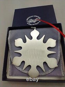 1998 American Heritage Sterling Silver Snowflake Christmas Ornament MINT Box Bag
