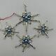 1999 Christopher Radko Star Chime Beaded 7 Ornament Silver and Blue
