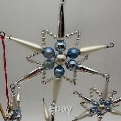 1999 Christopher Radko Star Chime Beaded 7 Ornament Silver and Blue