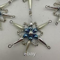 1999 Christopher Radko Star Chime Beaded 7 Ornament Silver and Blue