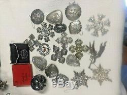 19 Vintage Sterling Silver Christmas Ornaments Lot