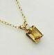 1Ct Emerald Cut Created Citrine Solitaire Pendant 14K Yellow Gold Plated Silver