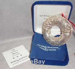 2001 Reed Barton Sterling Francis First Pattern Wreath Xmas Ornament Medallion