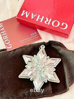 2013 Gorham Sterling Silver Snowflake Christmas Ornament Box & Bag