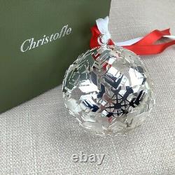 2014 Christofle Silver Plated Christmas Tree Ornament Snowflake Bauble Ice Snow