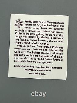 2014 Reed & Barton STERLING SILVER CROSS Christmas Ornament 44th Annual Box