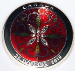 2015 CANADA $25 CHRISTMAS ORNAMENT ENAMELED SILVER COIN WithBOXES NGC PF70 UC ER