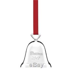 2017 Silver plated Hanging Ornament with Red Ribbon Reed Barton Christmas Bell