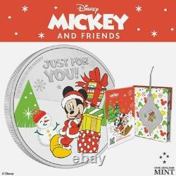 2021 Disney Mickey Mouse Seasons Greetings Christmas Ornament Silver Coin