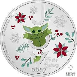 2021 STAR WARS Mandalorian Seasons Greetings Yoda silver coin Christmas Ornament