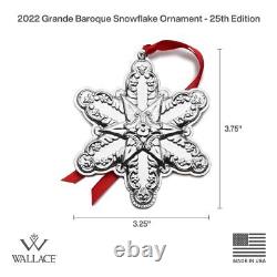 2022 Wallace Snowflake 25th Edition Sterling Ornament NIB