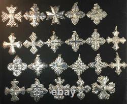 22 Piece Reed & Barton Sterling Silver Christmas Ornaments 1975-1996 Cross Set