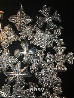 22 Piece Reed & Barton Sterling Silver Christmas Ornaments 1975-1996 Cross Set