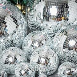 24 Extra Wide Silver Glass Mirror DISCO BALL Ornaments Party Decorations Supply