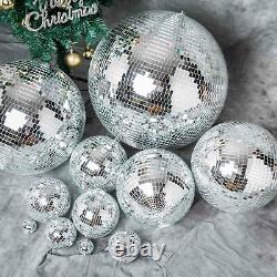 24 Extra Wide Silver Glass Mirror DISCO BALL Ornaments Party Decorations Supply