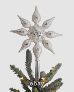 $258 Christborn Wegner Silver Star Tree Topper Glass Christmas Ornaments