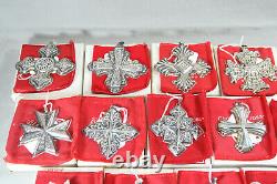 26 Piece Reed & Barton Sterling Silver Christmas Cross Ornament Set 1971-1996