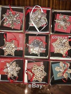 26 Vintage Gorham Sterling Silver Snowflake Christmas Ornaments 1993-2017 Set