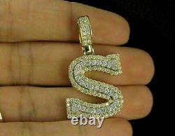 2Ct Round Created Diamond Initial'S' Letter Pendant Yellow Gold Plated Silver