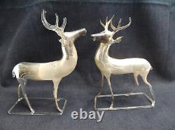 2 German Bimini Mercury Glass Silver Deer Stag Christmas Ornaments CO29