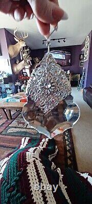 2 OF Large vintage Christmas FANCY SILVER Rhinstone Ornaments Lucite