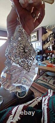 2 OF Large vintage Christmas FANCY SILVER Rhinstone Ornaments Lucite