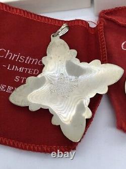 2 Reed & Barton Sterling Silver Christmas Cross Ornament, 1986 1987. In Box