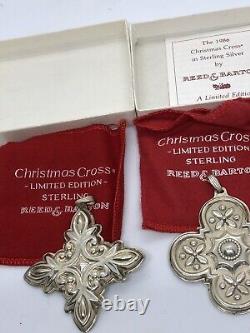 2 Reed & Barton Sterling Silver Christmas Cross Ornament, 1986 1987. In Box