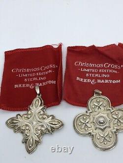 2 Reed & Barton Sterling Silver Christmas Cross Ornament, 1986 1987. In Box