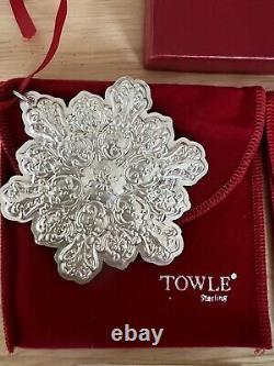 2-Towle Sterling Silver'91 Christmas Remembrance Old Master Snowflake Ornaments