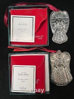2 Towle Sterling Silver Angel Christmas Ornaments 1996 1999 With Boxes, Documents
