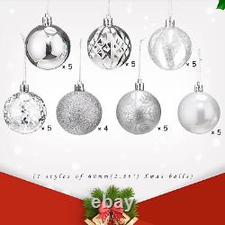 34Ct Christmas Balls Ornaments, 60Mm/2.36 Shatterproof Christmas Tree Ornaments