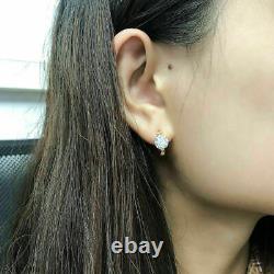 3Ct Round Cut Lab Created Diamond Huggie Hoop Earrings in 14K Yellow Gold Finish