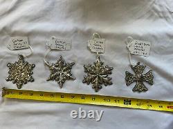 (3) Gorham sterling silver christmas ornaments 1971-1973 and (1) Reed & Barton