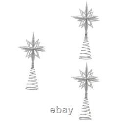 3 PCS Christmas Tree Top Star Topper Silver Toppers Decorations Celebrity