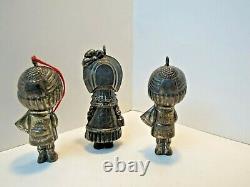 3 Sterling Silver Joan Walsh Anglund 1973 Wolfpit Christmas Ornament Lot. RARE
