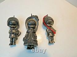 3 Sterling Silver Joan Walsh Anglund 1973 Wolfpit Christmas Ornament Lot. RARE