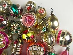 44 Vintage USSR Russian Silver Glass Christmas Tree Ornament Decoration Old Set