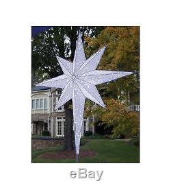 48 LED Lighted White and Silver Moravian Star Commercial Christmas Tree Topper