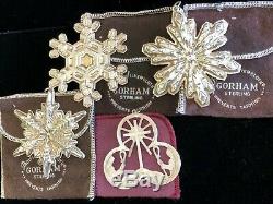 4 Gorham & Lunt Sterling Silver Christmas Ornaments Original Pouch Included