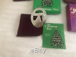 4 Lunt Sterling Silver Christmas Ornaments 1976 77, 78,79 Music of Christmas Mib