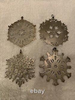 (4) MMA Museum Art 1972-1978 Christmas Silver Ornaments 1 Sterling, 3 Plated