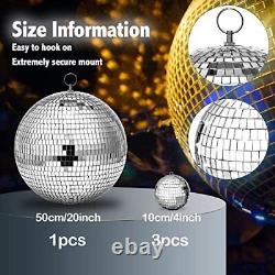 4 Pack Large Disco Ball Silver Hanging Disco Balls Reflective 4 Inch, 20 Inch