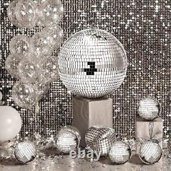 4 Pack Large Disco Ball Silver Hanging Disco Balls Reflective 4 Inch, 20 Inch