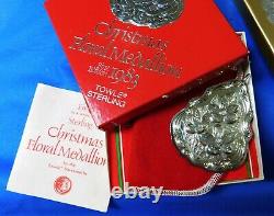 (4) Towle Sterling Silver Floral Medallion Ornaments 1983-86 /Boxes & Papers-458