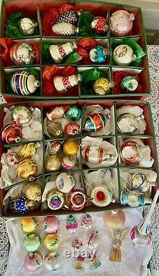53 ANTIQUE Christmas Ornaments from GERMANY POLAND JAPAN ++ Italy Tree Topper